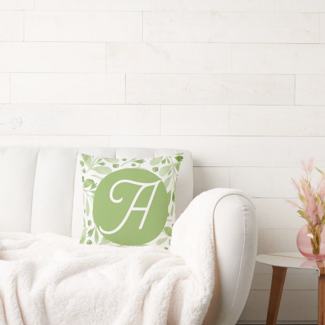 Decorativo Hojas de olivo y cojín de inicial (Sofá)