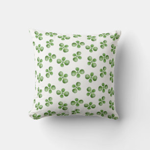 Decorativo Hojas verdes de suculentas en cojín blanco