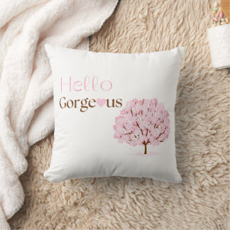 Decorativo Hola hermoso cojín de cerezo rosa