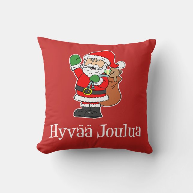 Decorativo Hyvaa Joulua Navidades finlandeses Santa Cojín dec (Anverso)