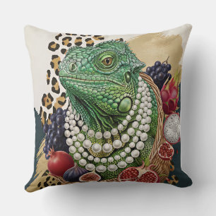 Decorativo Iguana ecléctica con cojín de lanzamiento de perla