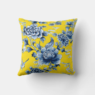 Decorativo Impresión de lujo azul floral sobre Cojín decorati