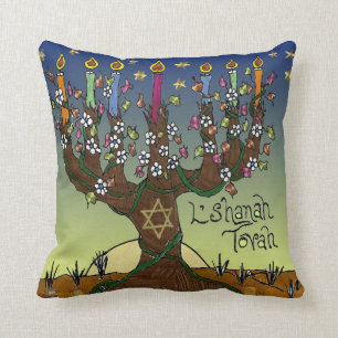 Decorativo Judaica L'shanah Tovah Árbol de la Vida Cojín