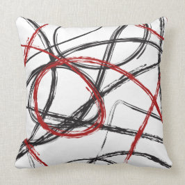 Decorativo Las LÍNEAS NEGRAS ROJAS DISEÑAN el Cojín