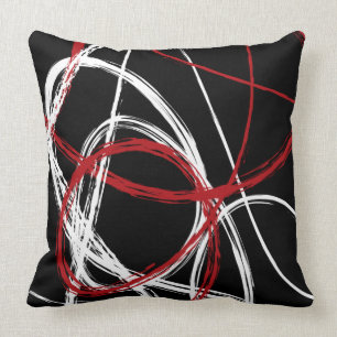 Decorativo Las LÍNEAS NEGRAS ROJAS DISEÑAN el Cojín