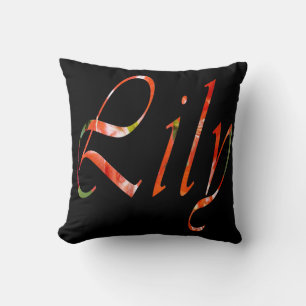 Decorativo Lily, Nombre De Chicas, Logo, Cojín De Tira Blanca