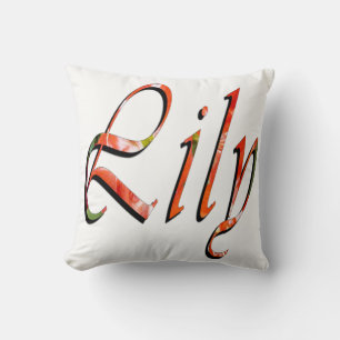 Decorativo Lily, Nombre, Logo, Cojín De Tira Blanca.