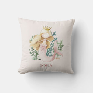 Decorativo Lindo divertido Cojín de sirena rosa para niños