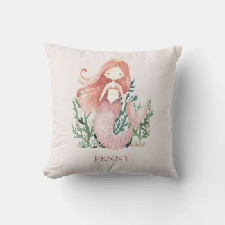 Decorativo Lindo divertido Cojín de sirena rosa para niños