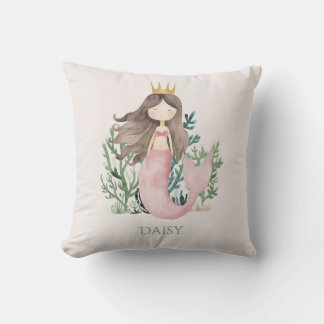 Decorativo Lindo divertido Cojín de sirena rosa para niños