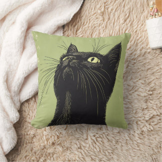 Decorativo Lino de color negro para el gato imprimió el cojín