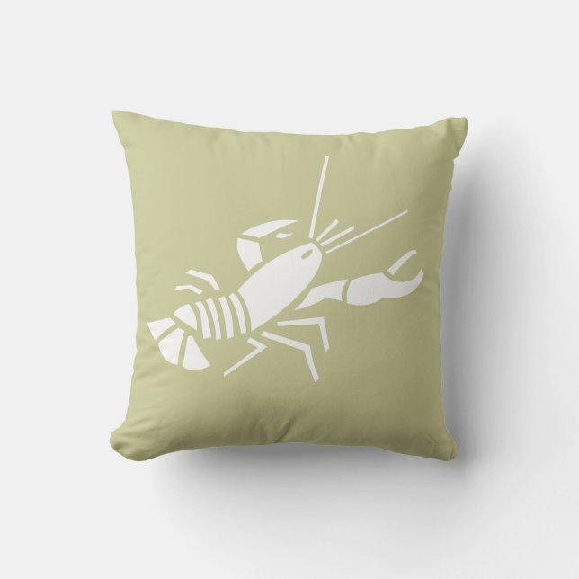 Decorativo LOBSTER BLANCO sobre cojín verde caqui (Anverso)