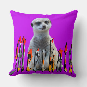Decorativo Logo De Meerkat Y Meerkats, Cojín Púrpura De Filo.