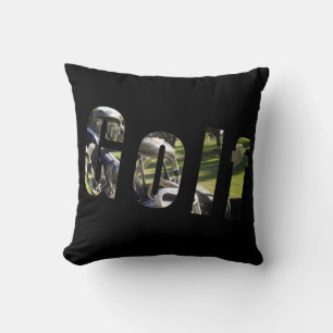 Decorativo Logotipo de imagen de golf, cojín negro de hilado.