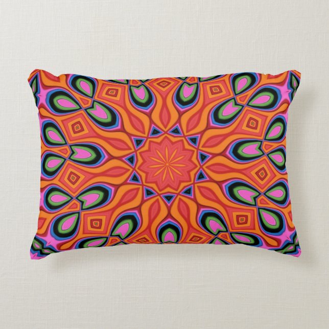 Decorativo Mandala Retro Naranja Hipster Decoración Cojín dec (Anverso)