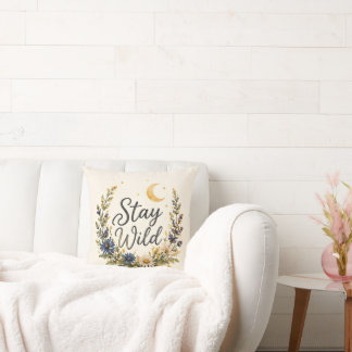 Decorativo Mantén Salvajes Flores Silvestres Luna Cojín Boho
