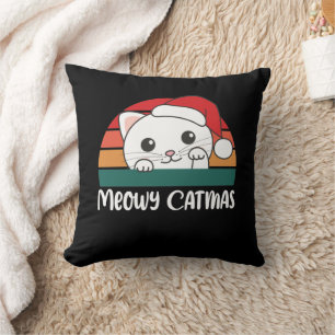 Decorativo Merry Catmas Funny Cat Navidades Pun Cojín decorat