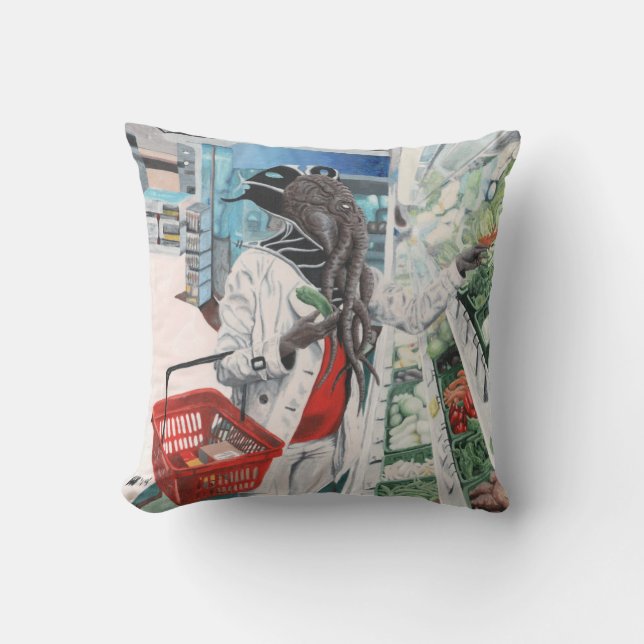 Decorativo Mind Flayer Grocery Shopping Fantasy Cojín decorat (Anverso)