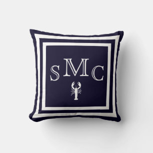Decorativo MONOGRAM Cojín liso de color azul oscuro sólido