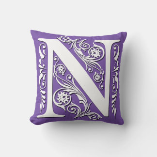Decorativo Monograma de letra inicial N - Cojín
