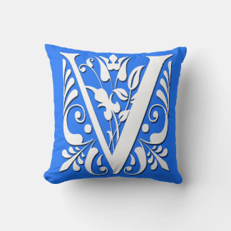 Decorativo Monograma de letra inicial V - Cojín