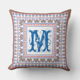 Decorativo Monograma o cojín de borde de estilo de arte popul