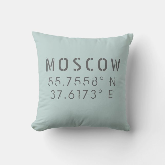 Decorativo Moscow Longitud Latitud Cojín (Anverso)