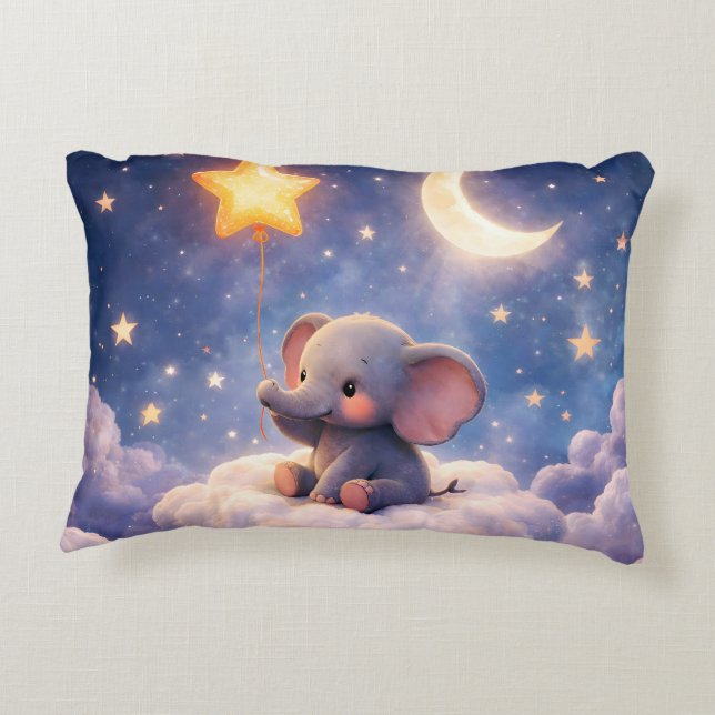 Decorativo Muéstrame cojín con acento de elefante y estrellas (Reverso)