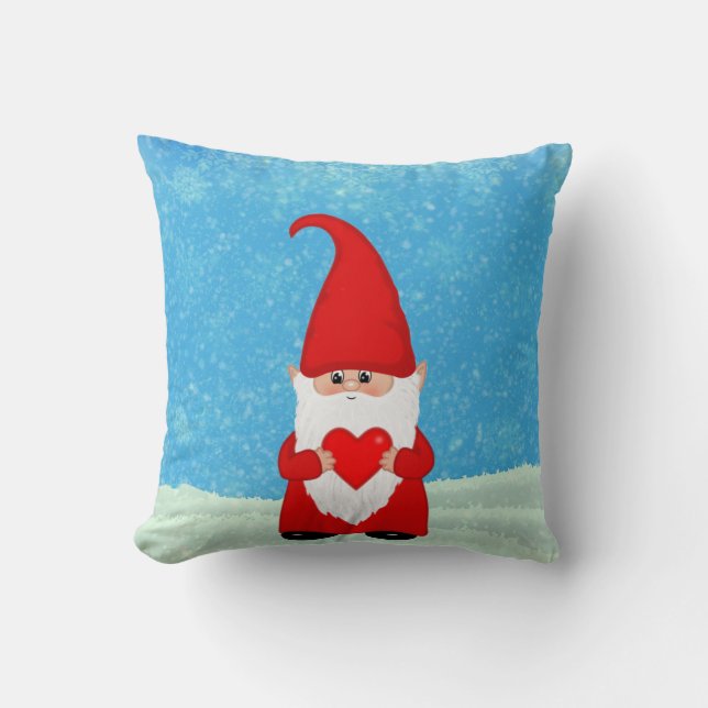 Decorativo Muñeca de Navidad con corazón Cojín para lanzar (Anverso)