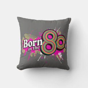 Decorativo nacido en los 80 cojín retro gris rosa