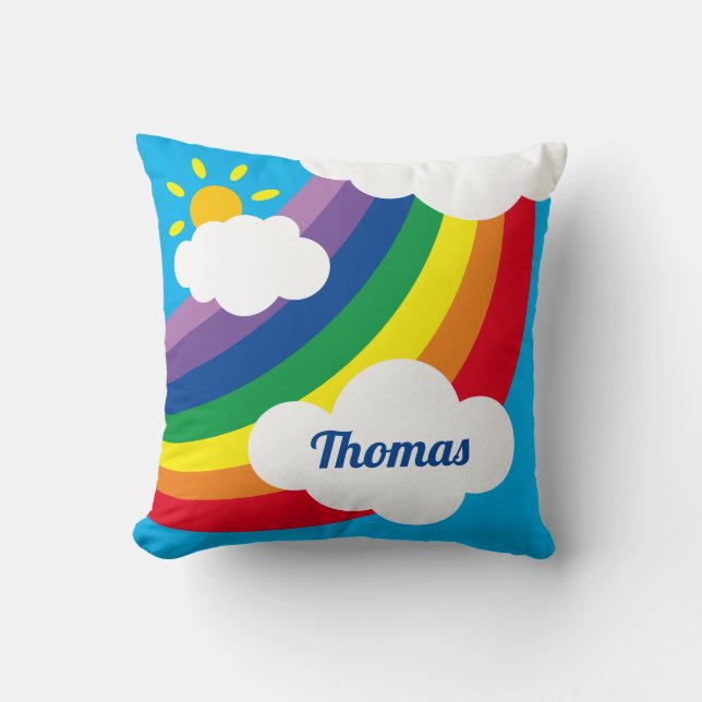 Decorativo Nubes personalizadas, sol y cojín arcoiris (Anverso)