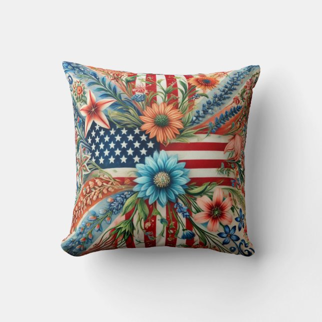 Decorativo Orgullosa Pillow Americana. Cojín redondo (Anverso)