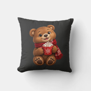 Decorativo Oso acogedor de invierno con cojín de lanzamiento