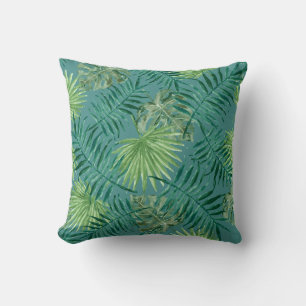 Decorativo Palm Leaves Impresión Tropical Cojín Verde azulado
