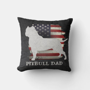 Decorativo Patriotic Pitbull Dad Dad American Flag Cojín deco
