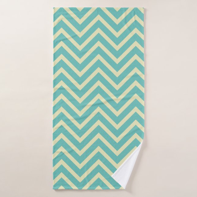Decorativo Patrón De Chevron Luz Verde azulada Y C (Toalla de baño)