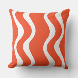 Decorativo Patrón de ondas blanco y Naranja - Cojín decorativ
