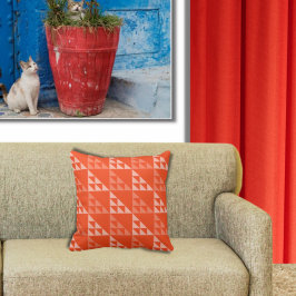 Decorativo Patrón de triángulo de Naranja geométrico - Cojín