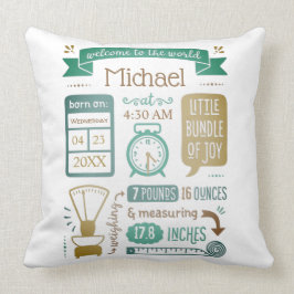 Decorativo Personalizado Estadísticas de nacimiento Cojín dec
