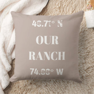 Decorativo Personalizado Nuestro Rancho Coordenadas Cojín dec