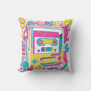 Decorativo Pilar retro gamer - cojín de juego de cassette neó