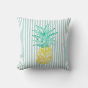 Decorativo Pineapple Tropical Verde azulado Stripe Cojín deco