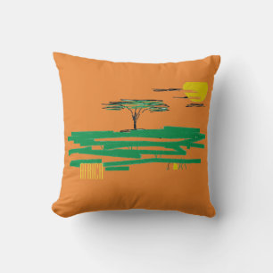 Decorativo Pintura de paisaje africano África Cojín decorativ