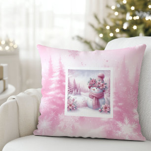 Decorativo Regalo de cojín de escena navideña de Pinkmas con 