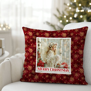 Decorativo Regalo de cojín navideño rojo dorado Ángel Encanta