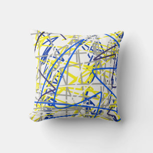 Decorativo Resumen Art Blue Gray Yellow Cushion Cojín decorat