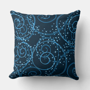 Decorativo Resumen azul Twinkling Stars Swirl Cojín decorativ