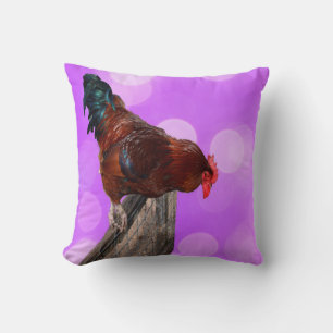 Decorativo Rooster Nosy Parker, Cojín De Tira Rosada