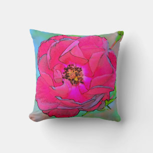 Decorativo Rosa abierto rosado retro Cojín decorativo-rosado