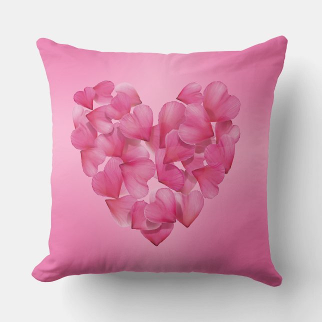 Decorativo Rosa rosado cojín de corazón pétalo (Anverso)